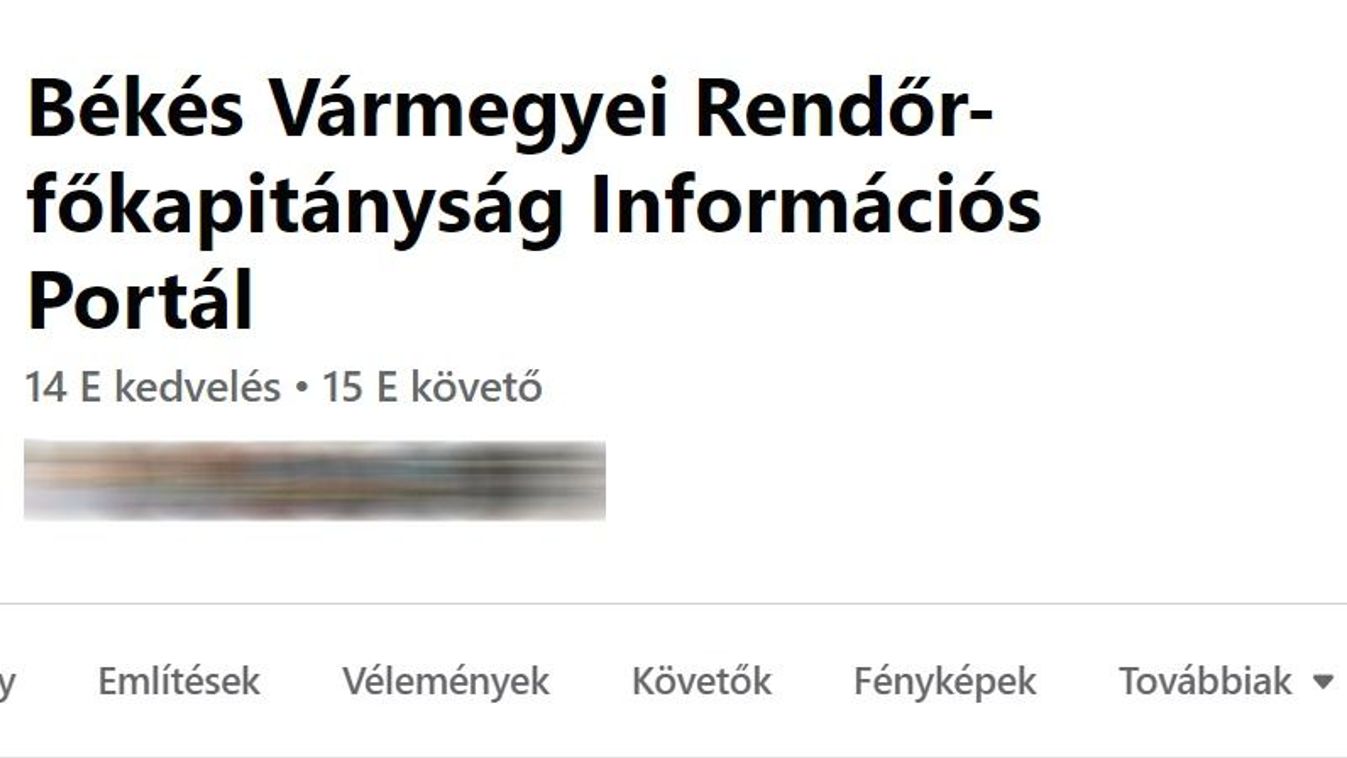 Feltörték a Békés vármegyei rendőrség Facebook-oldalát