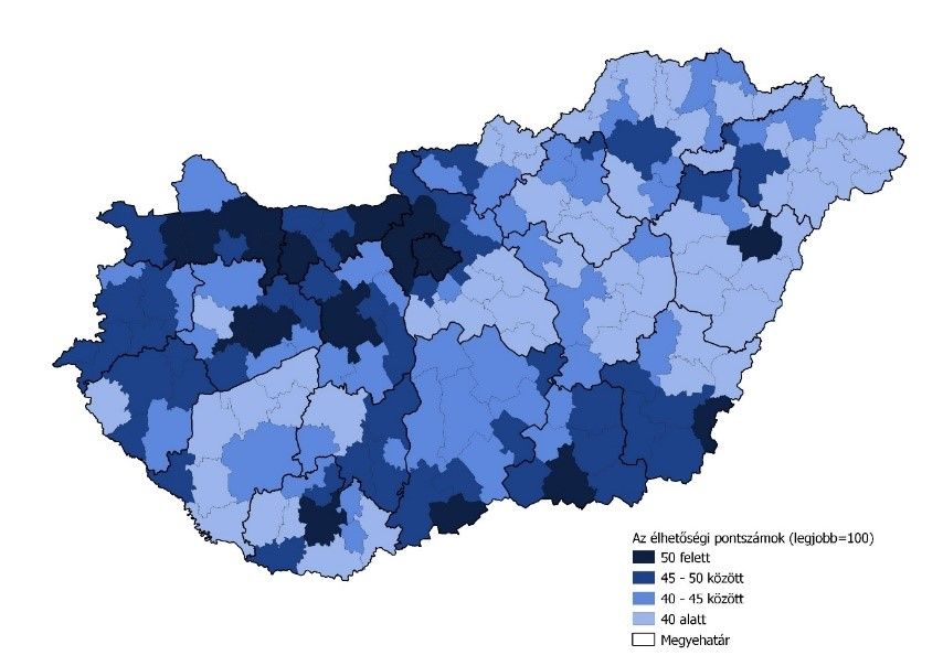 Az MBH Jelzálogbank kutatásában megmondták, hogy mely járásokban a legjobb élni Magyarországon, és térképre rakták az élhetőségi pontszámokat. A maximum 100 pont volt