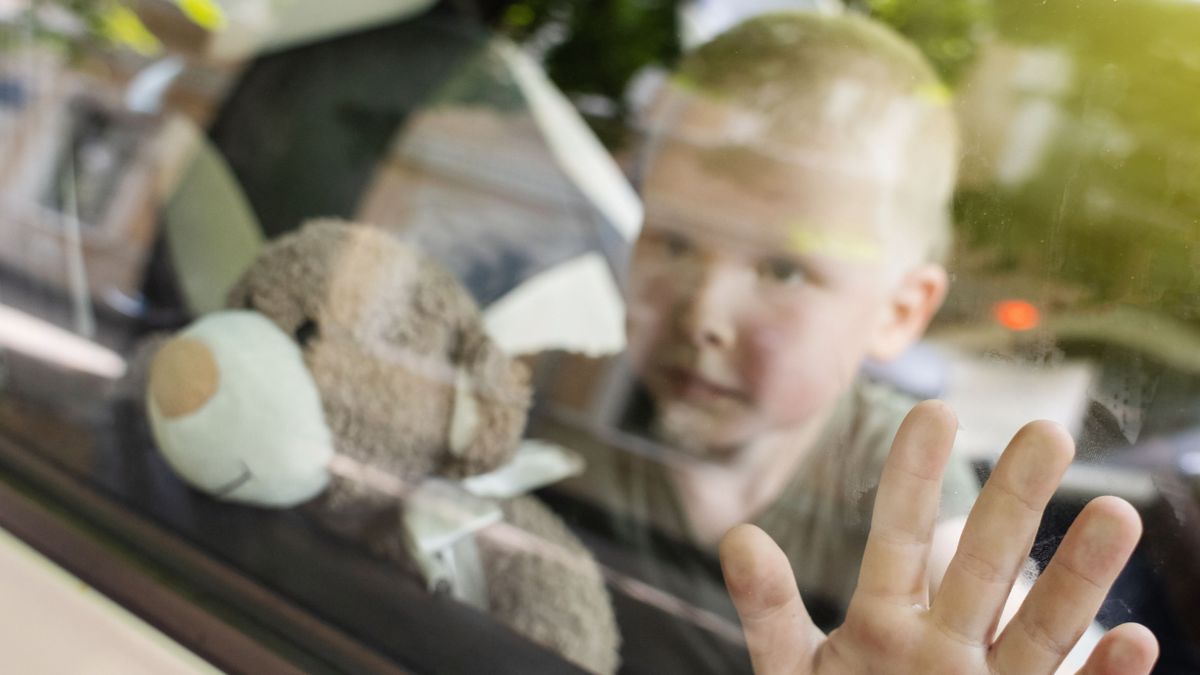 Child,Locked,In,Car.,Blond,Boy,Is,Closed,In,Auto